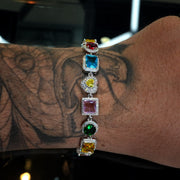 10mm multicolor CZ and VVS moissanite sterling silver bracelet, view 2
