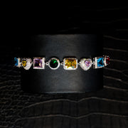 10mm Multicolor Heart and Halo Bracelet in 925 sterling silver