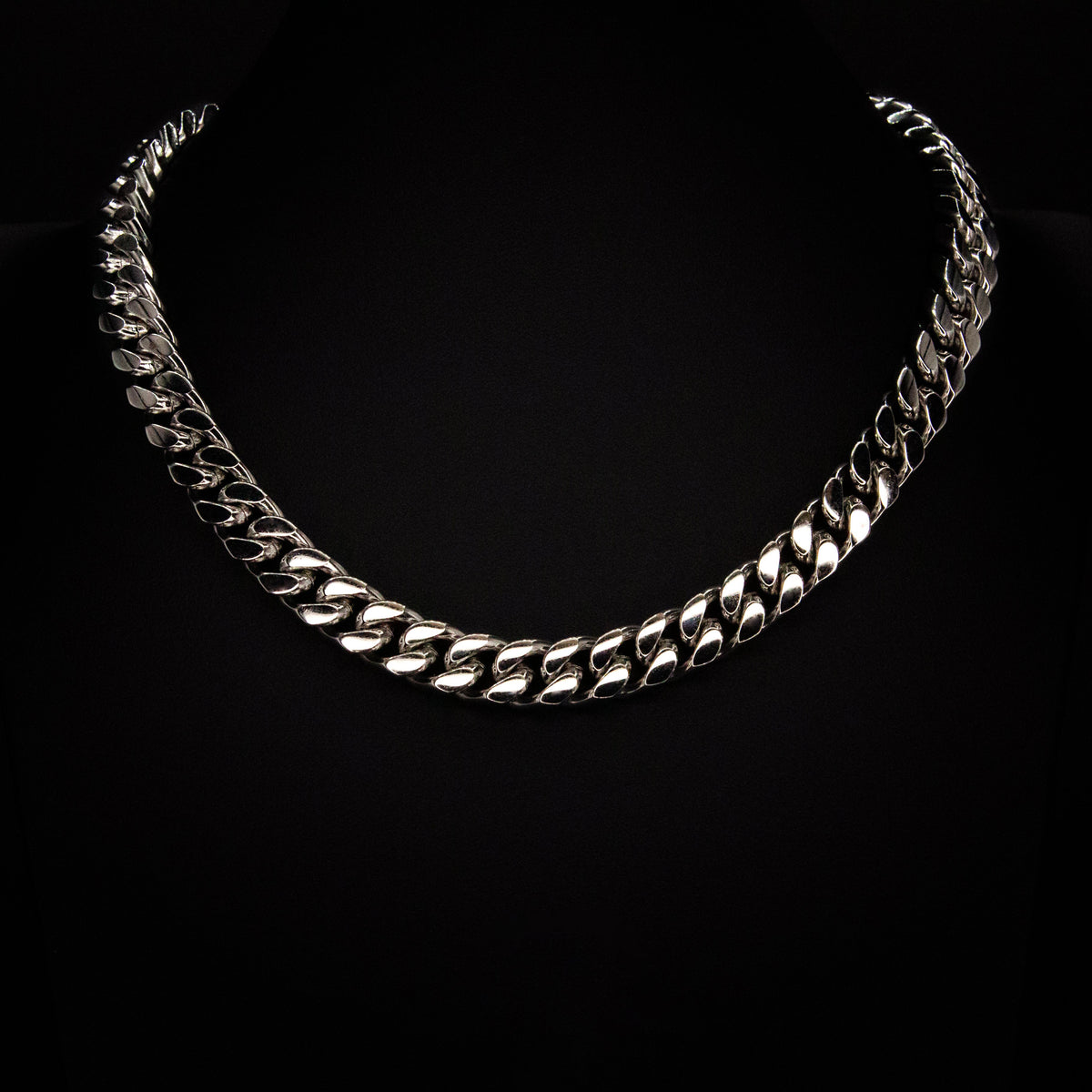 12mm Miami Cuban Necklace in White Finish