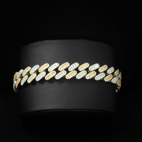 VVS Moissanite 12mm Two-Toned Cuban Bracelet