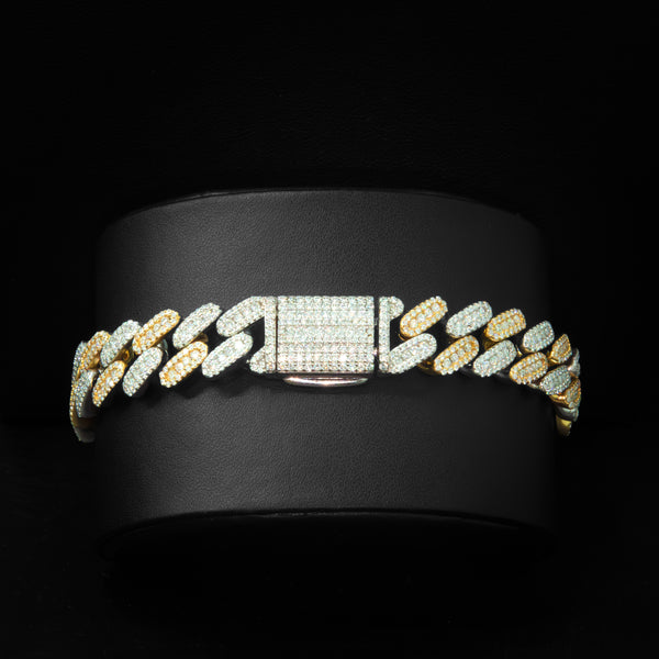 VVS Moissanite 12mm Two-Toned Cuban Bracelet