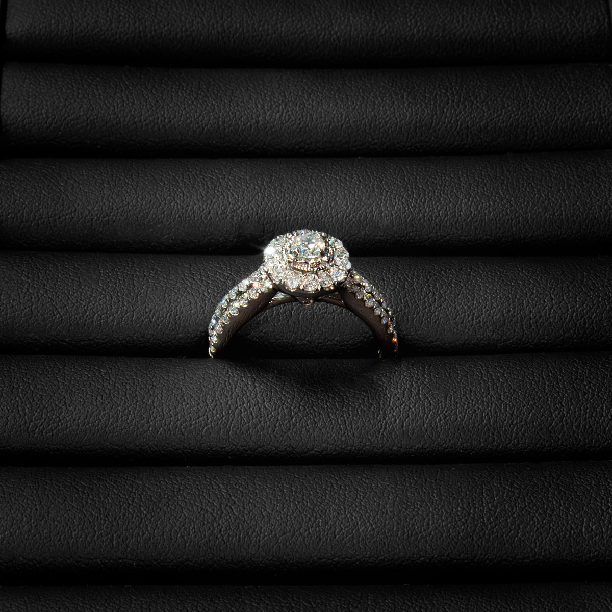 14K White Gold Natural Diamond Celestial Halo Ring