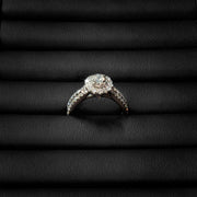 14K White Gold Natural Diamond Celestial Halo Ring