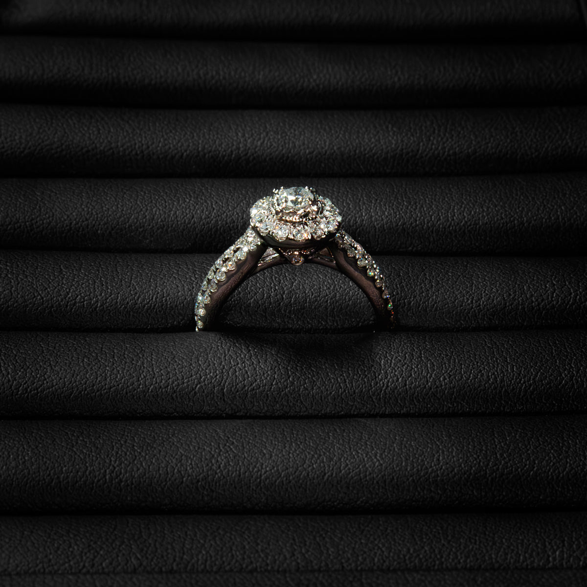 14K White Gold Natural Diamond Celestial Halo Ring