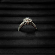 14K White Gold Natural Diamond Celestial Halo Ring