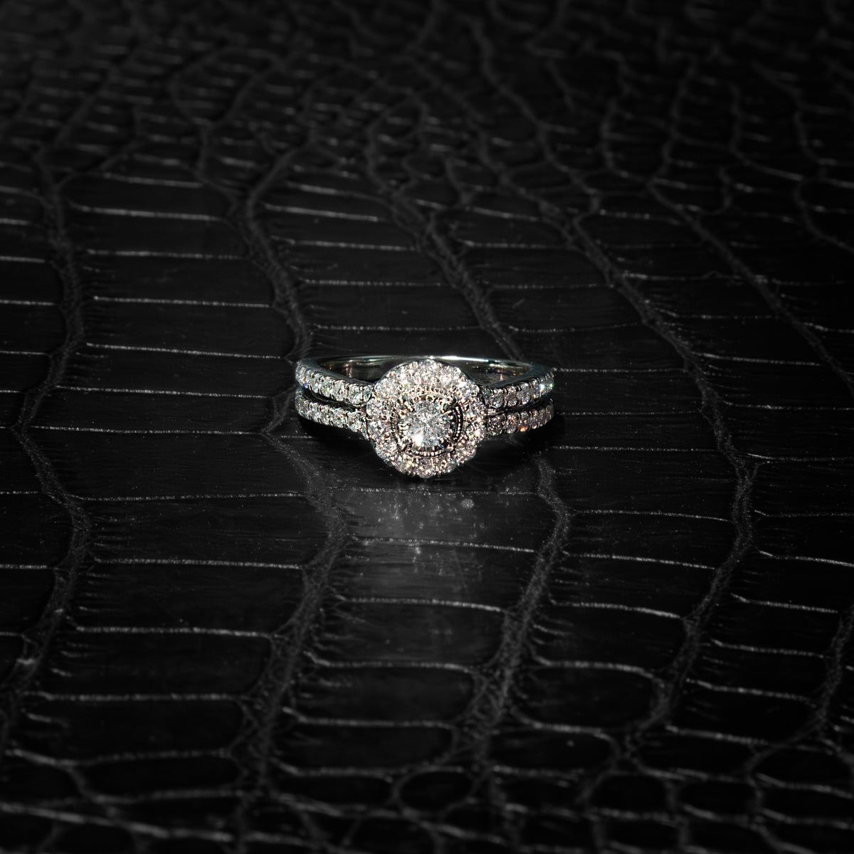 14K White Gold Natural Diamond Celestial Halo Ring