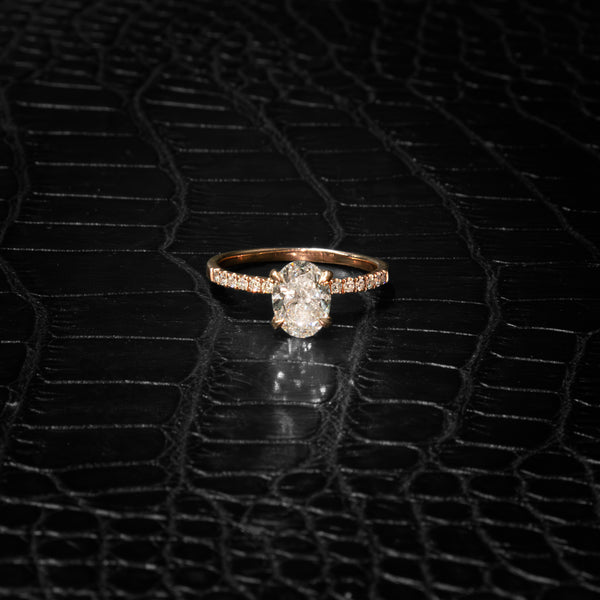 14k Rose Gold Radiant Oval Engagement Ring
