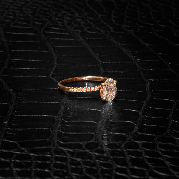 14k Rose Gold Radiant Oval Engagement Ring