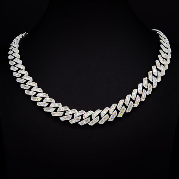 VVS Moissanite 14mm Baguette Cuban Link Necklace