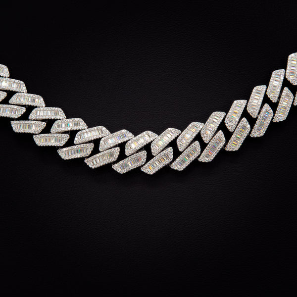 VVS Moissanite 14mm Baguette Cuban Link Necklace