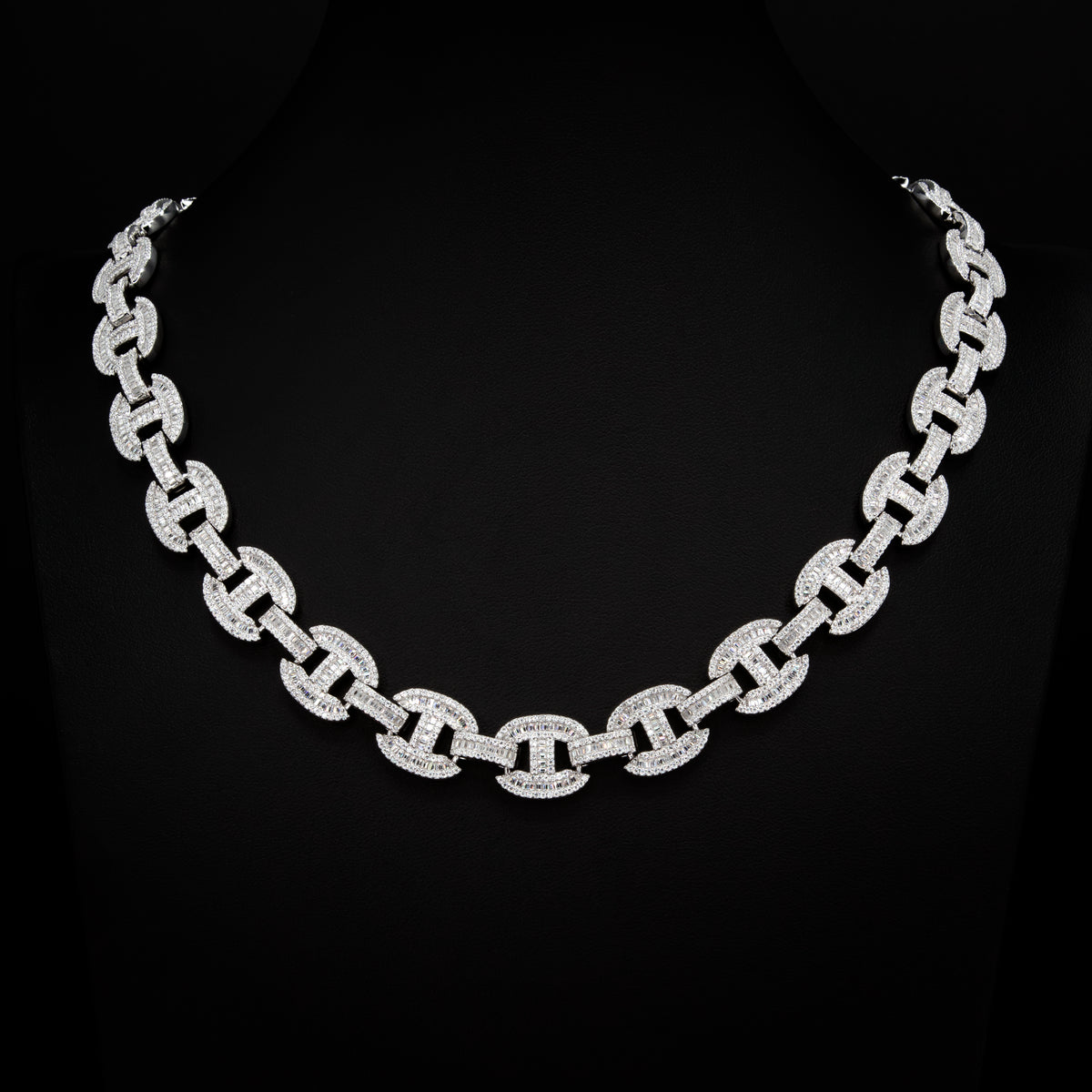 Moissanite 14mm Baguette Gucci Link Necklace