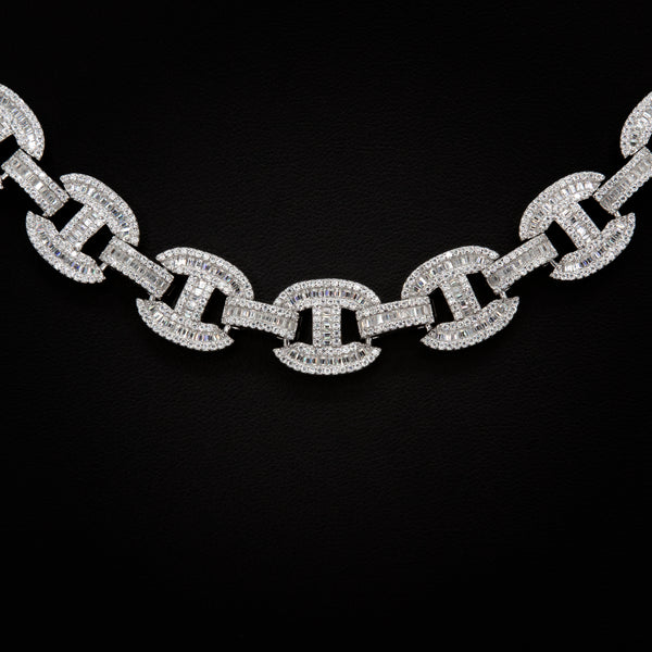 VVS Moissanite 14mm Baguette Gucci Link Necklace