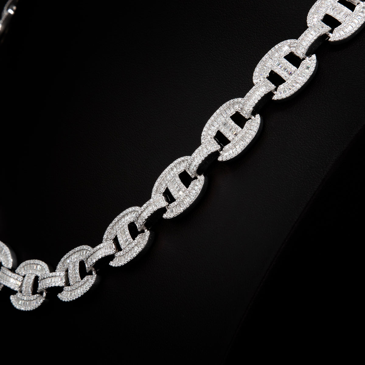 Moissanite 14mm Baguette Gucci Link Necklace