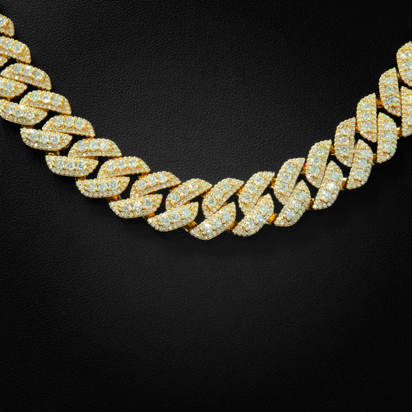 VVS Moissanite 14mm Cuban Cluster Gold Necklace