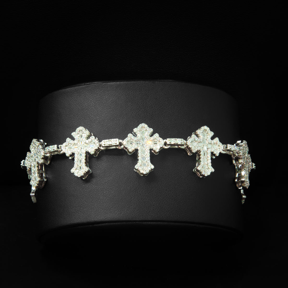 18K Gold Diamond Cross Bracelet, Silver Zircon Diamond Cross