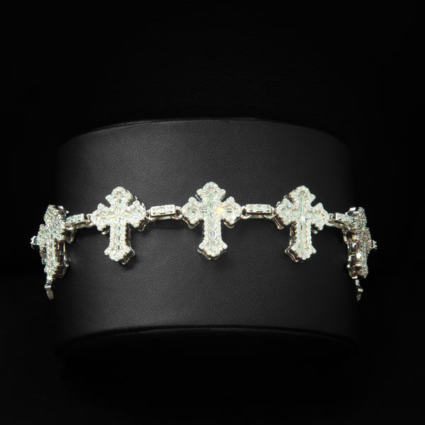 VVS Moissanite 18mm Emerald Cut Cross Bracelet