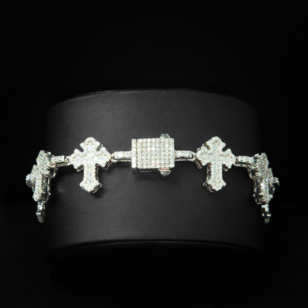 VVS Moissanite 18mm Emerald Cut Cross Bracelet