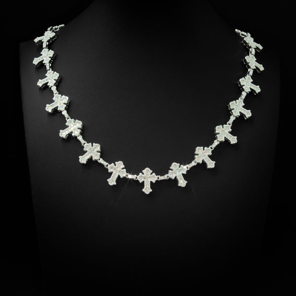 VVS Moissanite 18mm Emerald Cut Cross Necklace