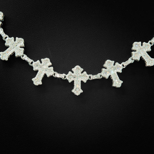 VVS Moissanite 18mm Emerald Cut Cross Necklace