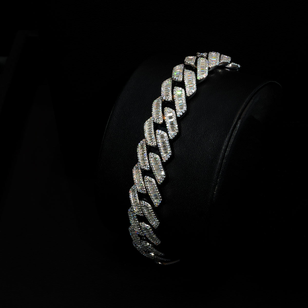 Moissanite Baguette Cuban Link Bracelet