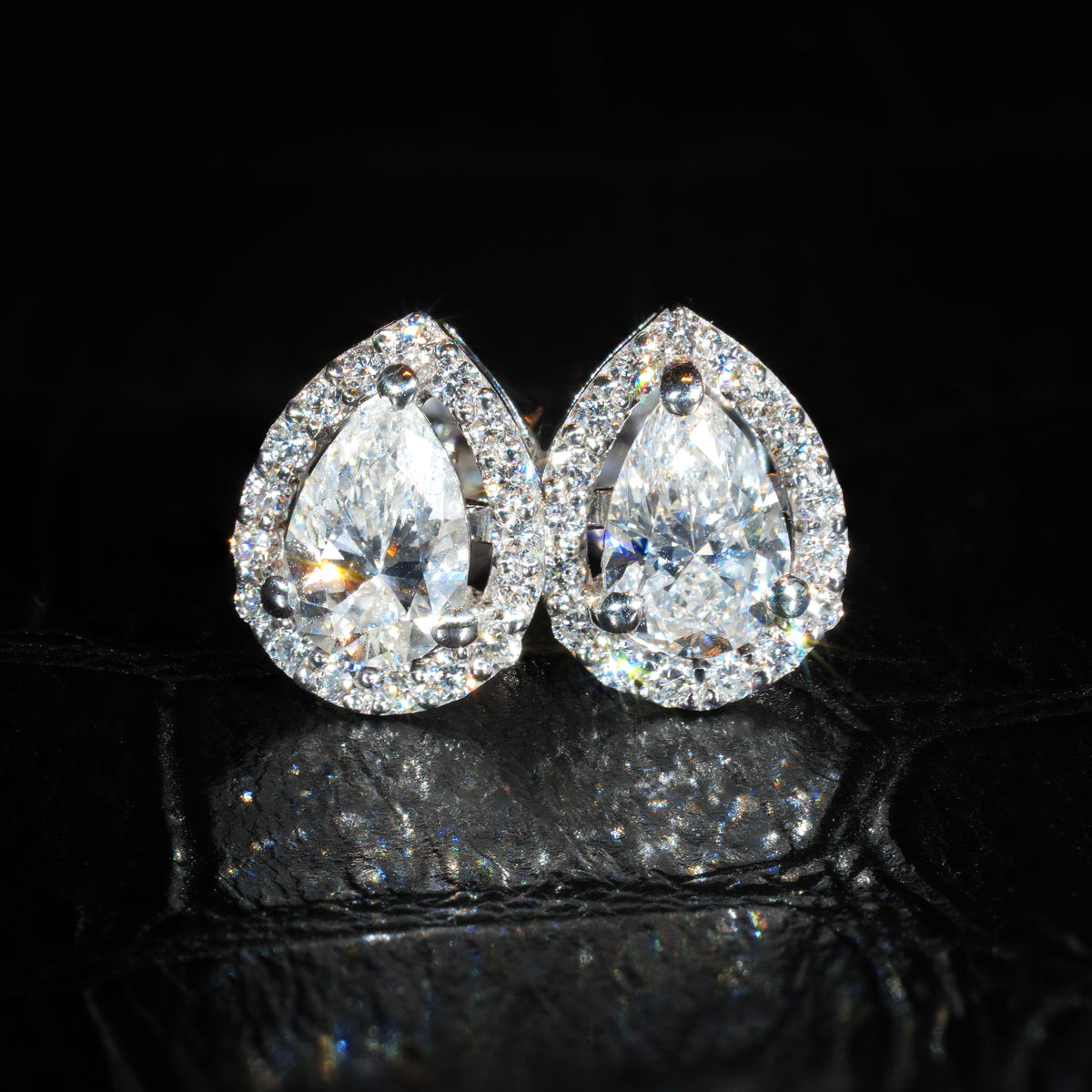 Pearl Diamond Halo Stud Earrings