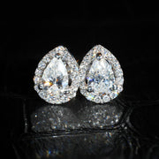 Pearl Diamond Halo Stud Earrings