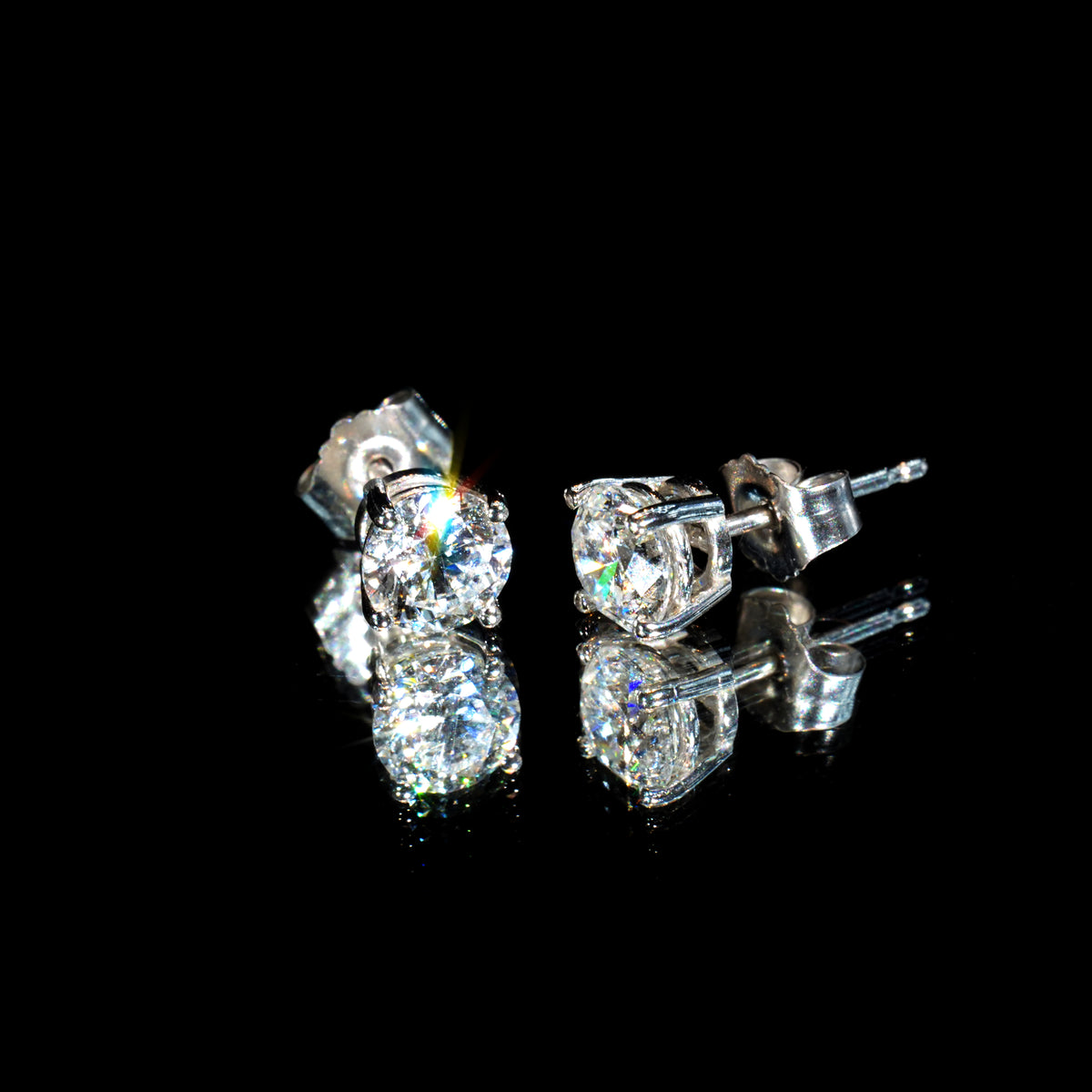 14K Gold Lab Diamond Solitaire Stud Earrings 1 CTW