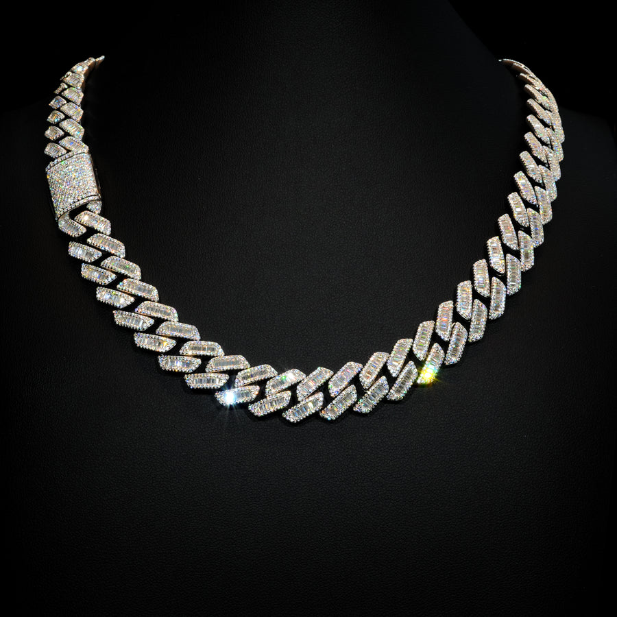 14mm Baguette Cuban Link Necklace