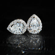 Pearl Diamond Halo Stud Earrings