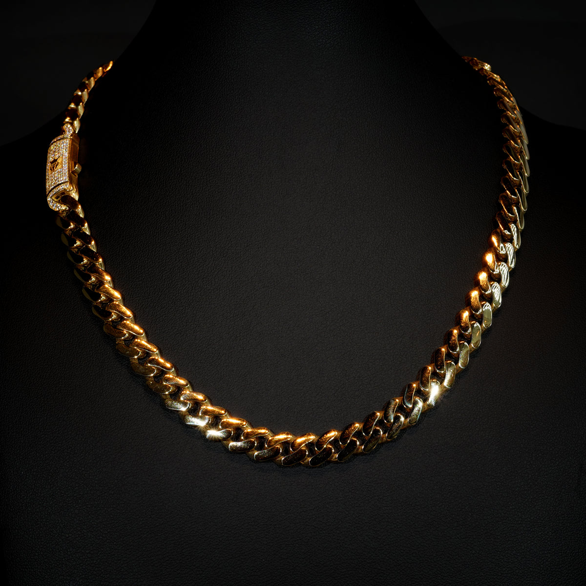 14K Gold 9mm Monaco Link Necklace
