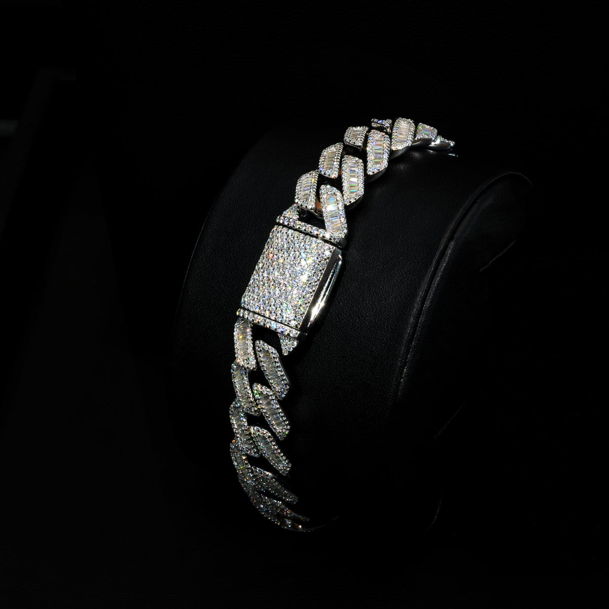 Moissanite Baguette Cuban Link Bracelet