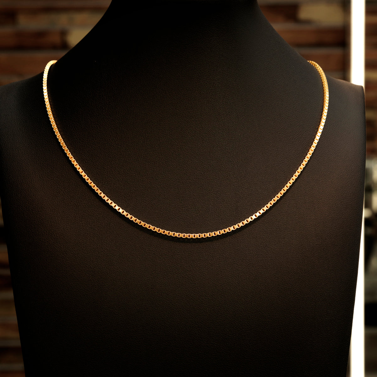 18K Gold 2mm Box Chain Necklace