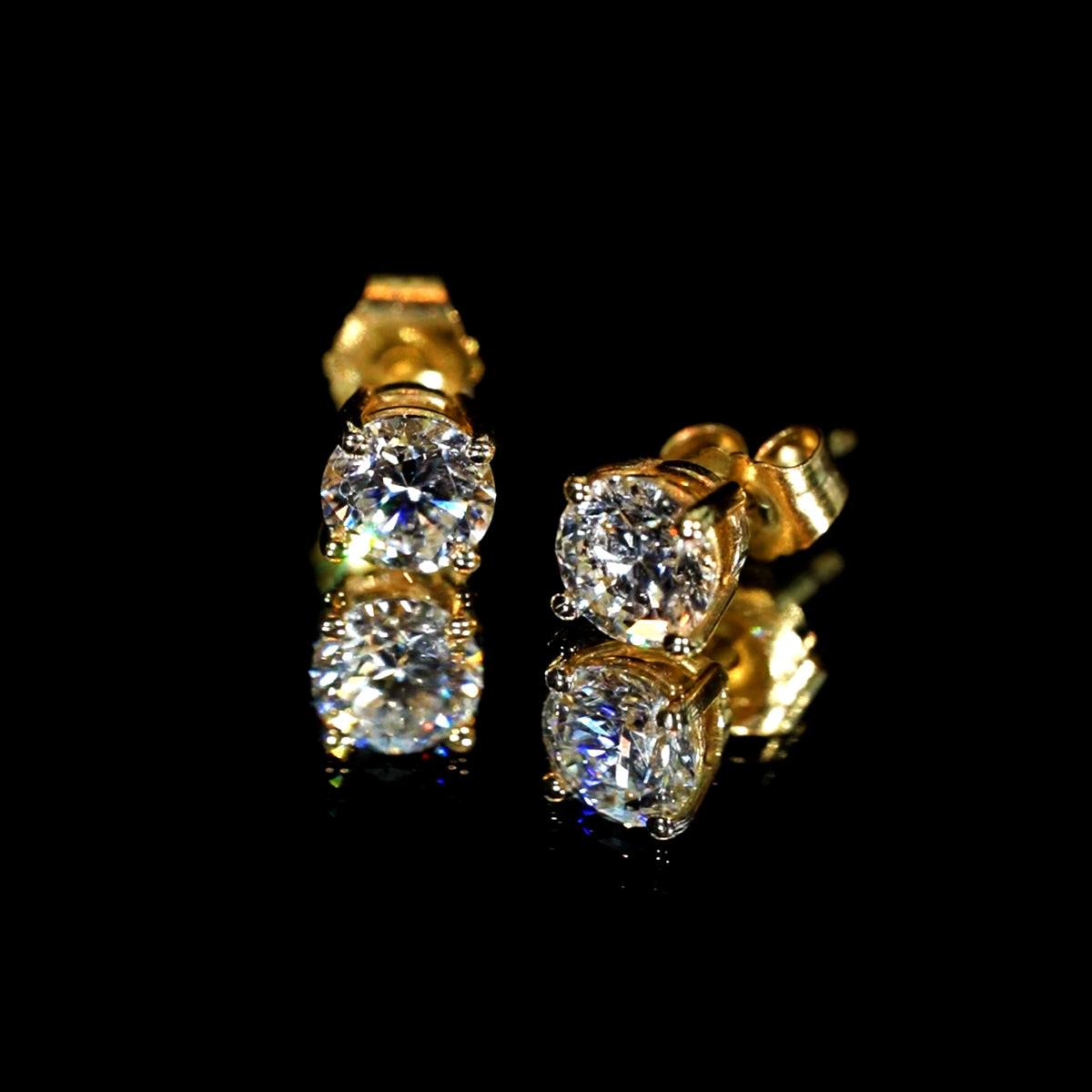 14K Gold Lab Diamond Solitaire Stud Earrings 1 CTW
