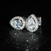 Pearl Diamond Halo Stud Earrings