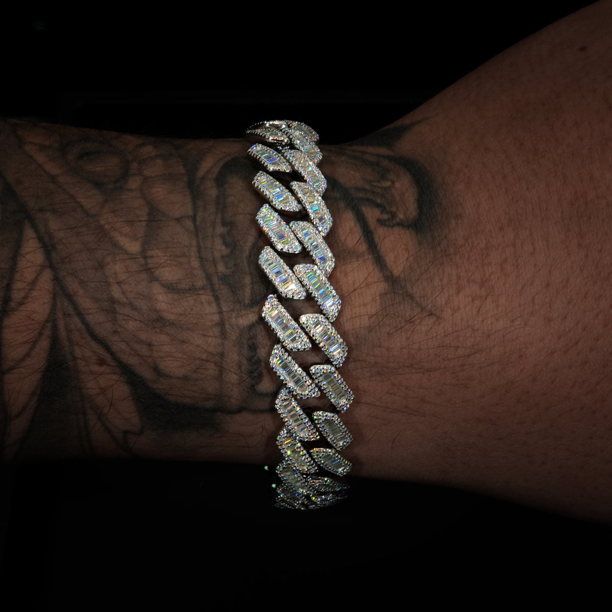 Moissanite Baguette Cuban Link Bracelet
