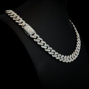 14mm Moissanite Baguette Cuban Link Necklace