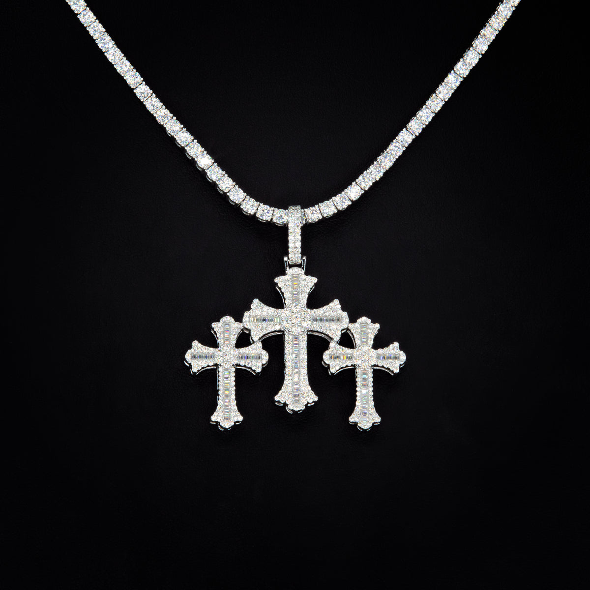 Moissanite Triple Cross Pendant