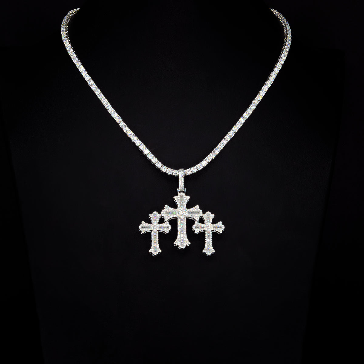 Moissanite Triple Cross Pendant