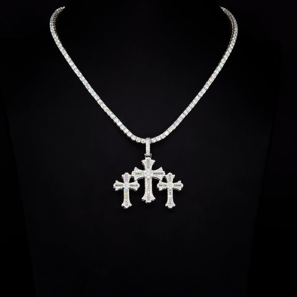 VVS Moissanite Tri-Cross Pendant