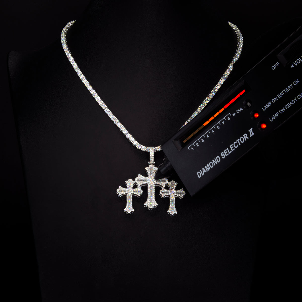 Moissanite Triple Cross Pendant