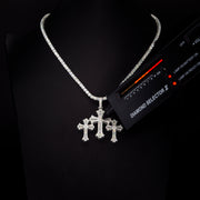 Moissanite Triple Cross Pendant