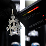 Moissanite Vintage Triple Cross Pendant
