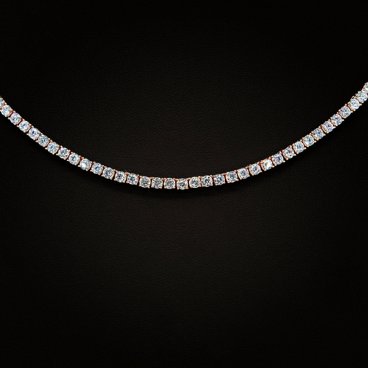 3mm Crystal Tennis Necklace in Rose Finish