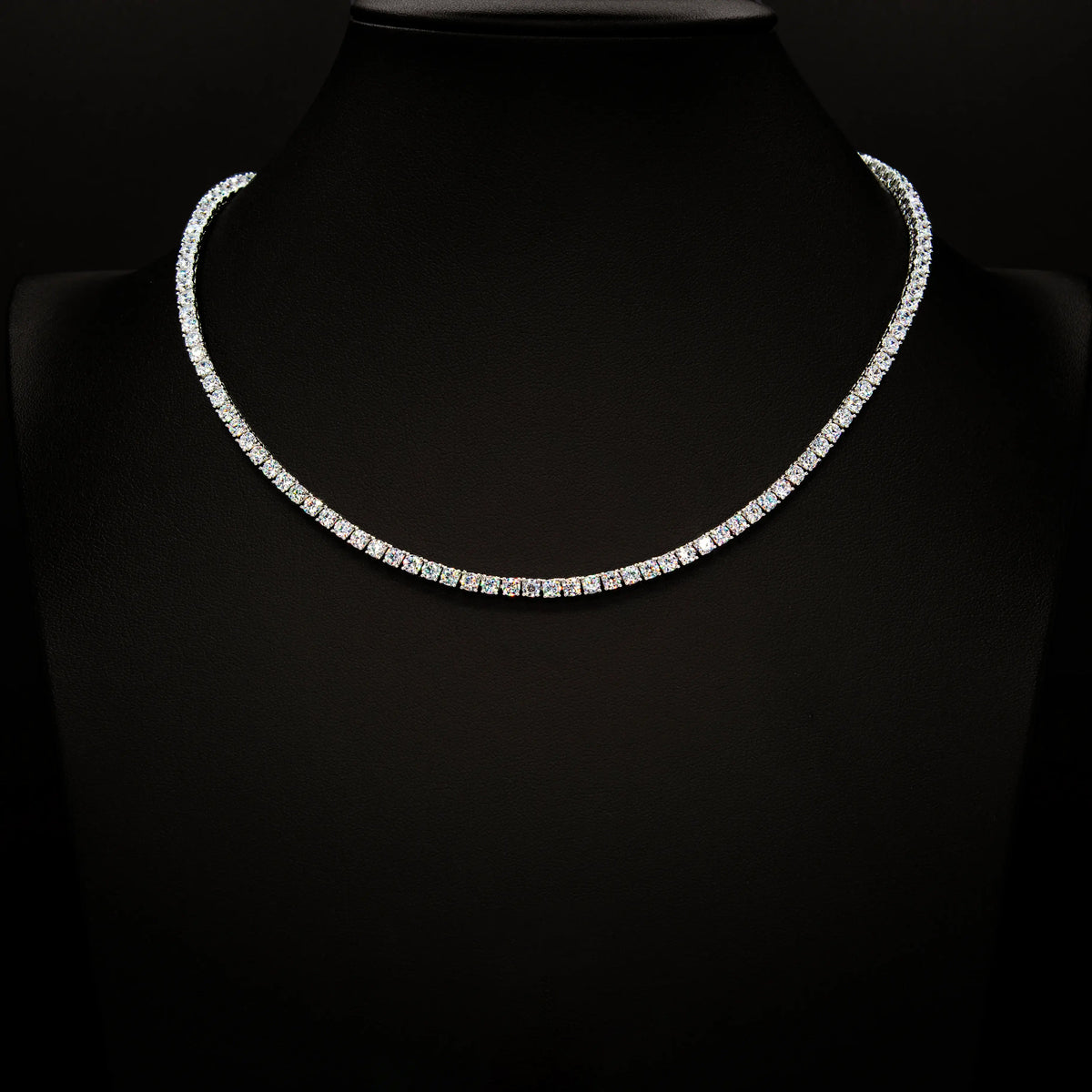 3mm Crystal Tennis Necklace in Rhodium Finish