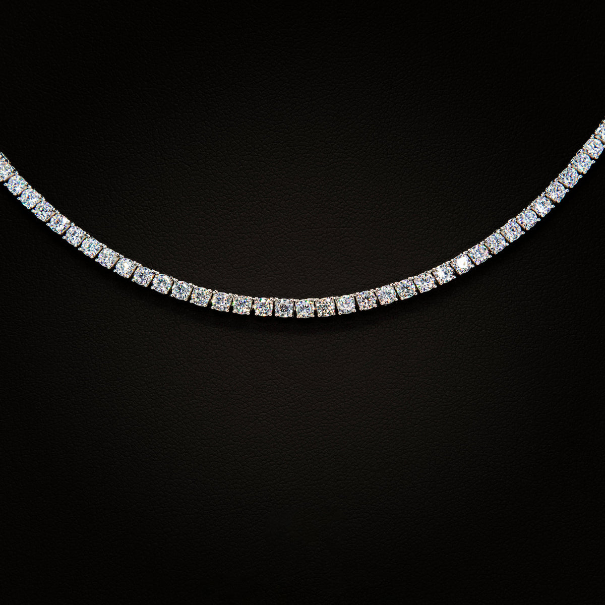 3mm Crystal Tennis Necklace in Rhodium Finish