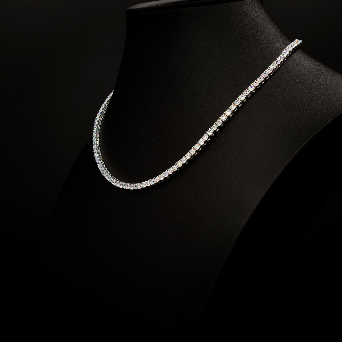 3mm Crystal Tennis Necklace in Rhodium Finish