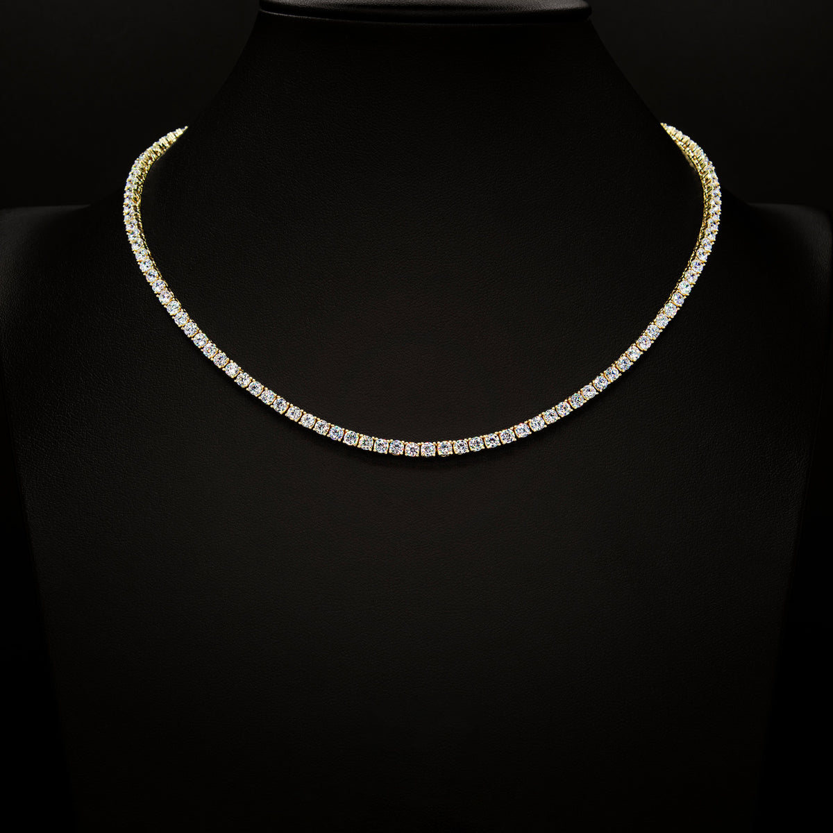 3mm Crystal Tennis Necklace in Yellow Finish