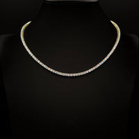 Moissanite 3mm Tennis Necklace in Yellow Finish