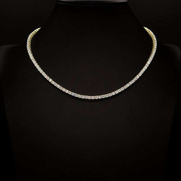 VVS Moissanite 3mm Tennis Necklace in Yellow Gold