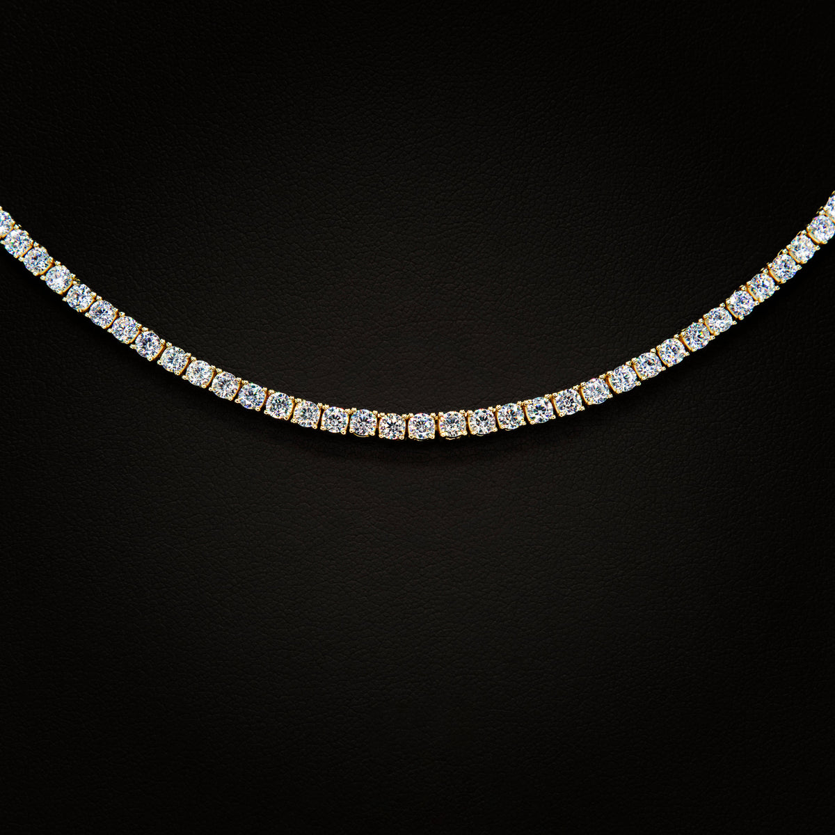 3mm Crystal Tennis Necklace in Yellow Finish